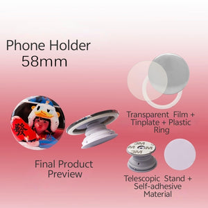 58mm(2.3'') Personalized Photo Pop Socket Phone Stand Portable Expandable Grip Bracket -100 set