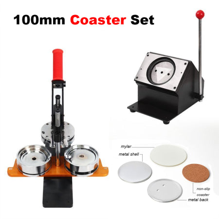 100mm Manual Circular Badge Machine Sets Include Machine, Cutter, 100 sets Coasters