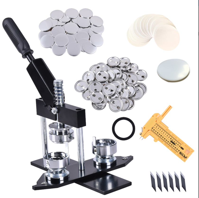 75mm 3 Inch button maker machine + 500pcs free button parts + adjustable circle cutter