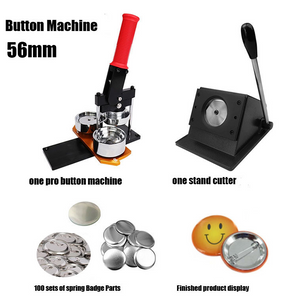 56mm Button Making Kit includes 1 Button Maker Machine+ 1 stand cutter+ 100 spring pin Button Making Supplies.