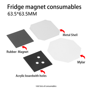 63.5×63.5mm(2.5×2.5'') SQUARE ACRYLIC SUPPLIES FOR 1000 MAGNETS