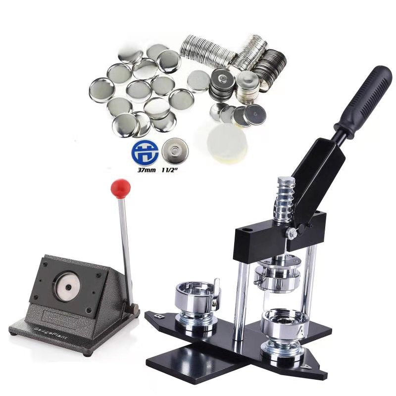 37mm 1 1/2 Inch Button Maker Machine + 500pcs free Magnet Supplies + Graphic Punch