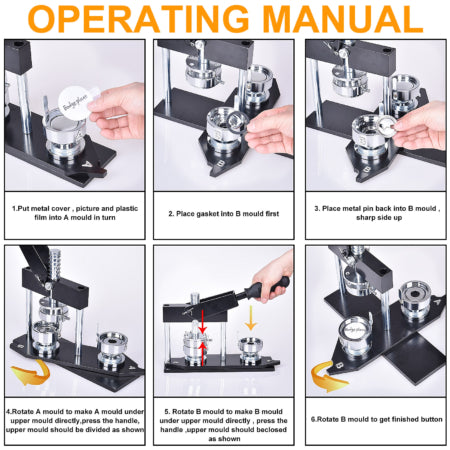 58mm 2-1/4 Inch round button maker machine + 500pcs free magnet parts + circle cutter