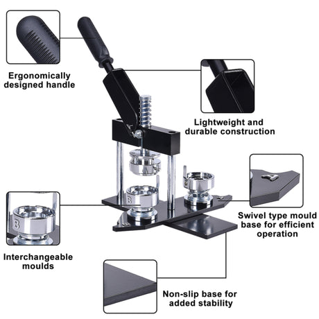 44mm 1-3/4 Inch round button maker machine + 500pcs free magnet parts + circle cutter