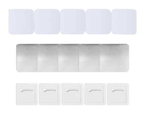 50×50mm(2×2'') Square White Plastic Badge Set