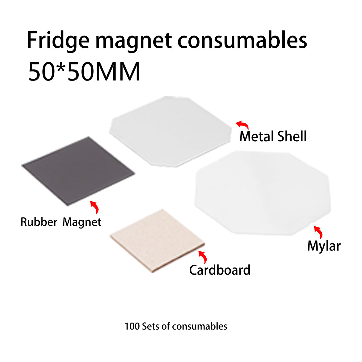 50*50mm 2*2inch Square Magnet button machine complete set