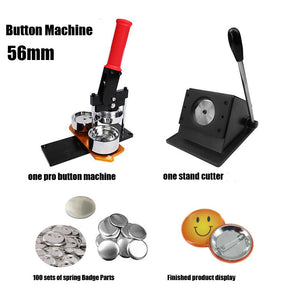 56mm Button Making Kit includes 1 Button Maker Machine+ 1 stand cutter+ 100 spring pin Button Making Supplies.