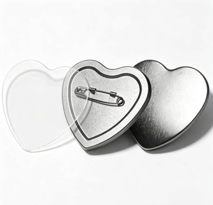 57×53mm(2.2×2.1'') Heart Badge Set