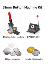 58 mm 2-1/4 Inch Button Maker Machine + 100 spring pin Button Badge Supplies + Graphic Punch