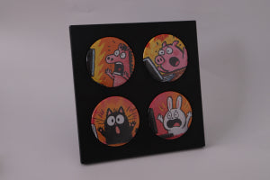 58mm Round Fridge Magnet Photo Frame, Multi-Slot Picture Display Stand, Home Decor Ornament