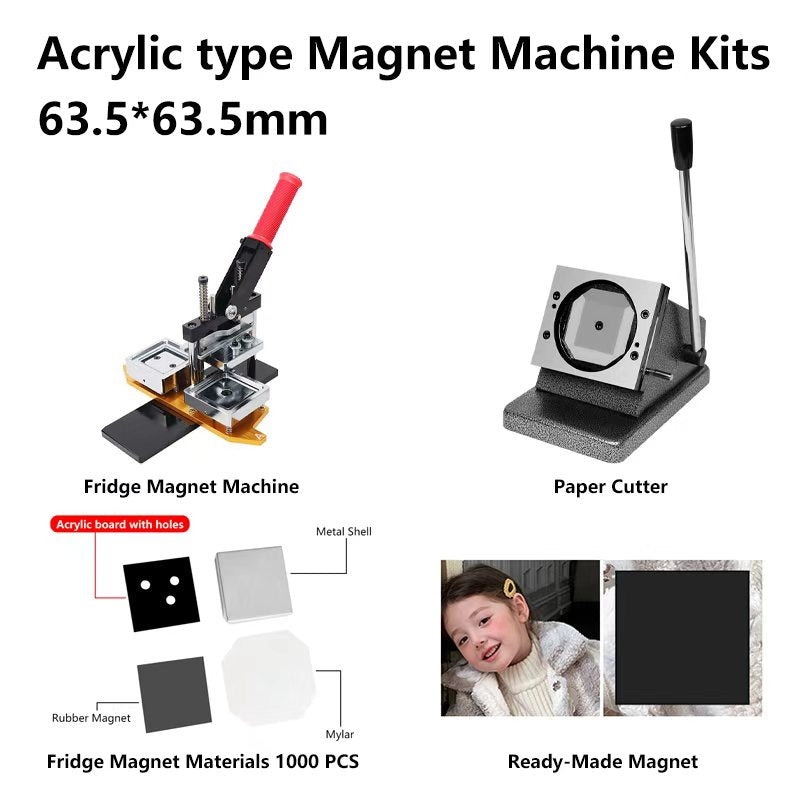 63.5*63.5mm Acrylic Square Magnet button machine complete set