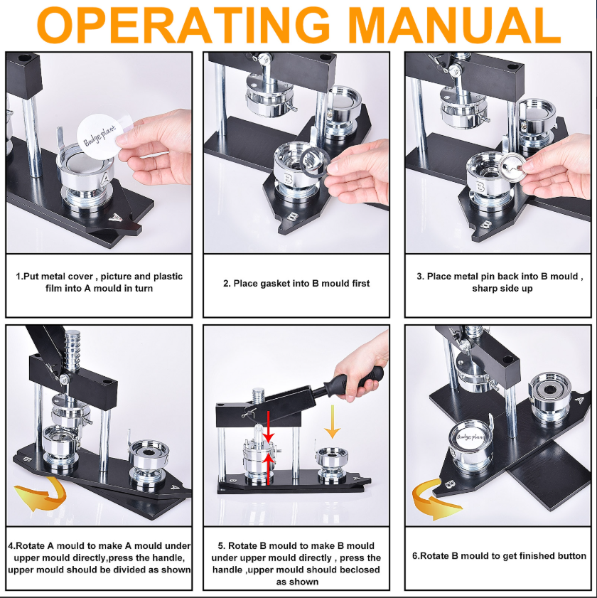 75mm 3 Inch button maker machine + 500pcs free button parts + adjustable circle cutter