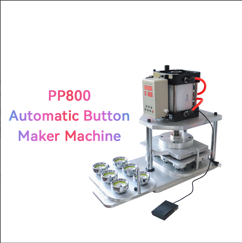 PP800 Pneumatic multi die heads machine for making badges/fridge magnets