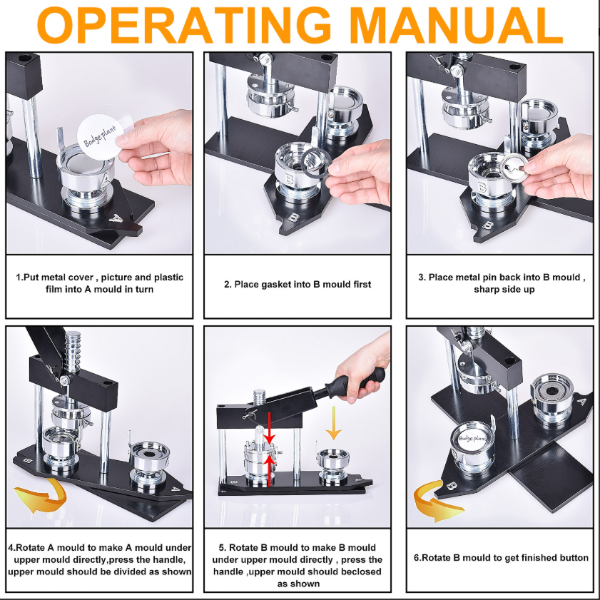 75mm 3 Inch round button maker machine + 500pcs free magnet parts + circle cutter